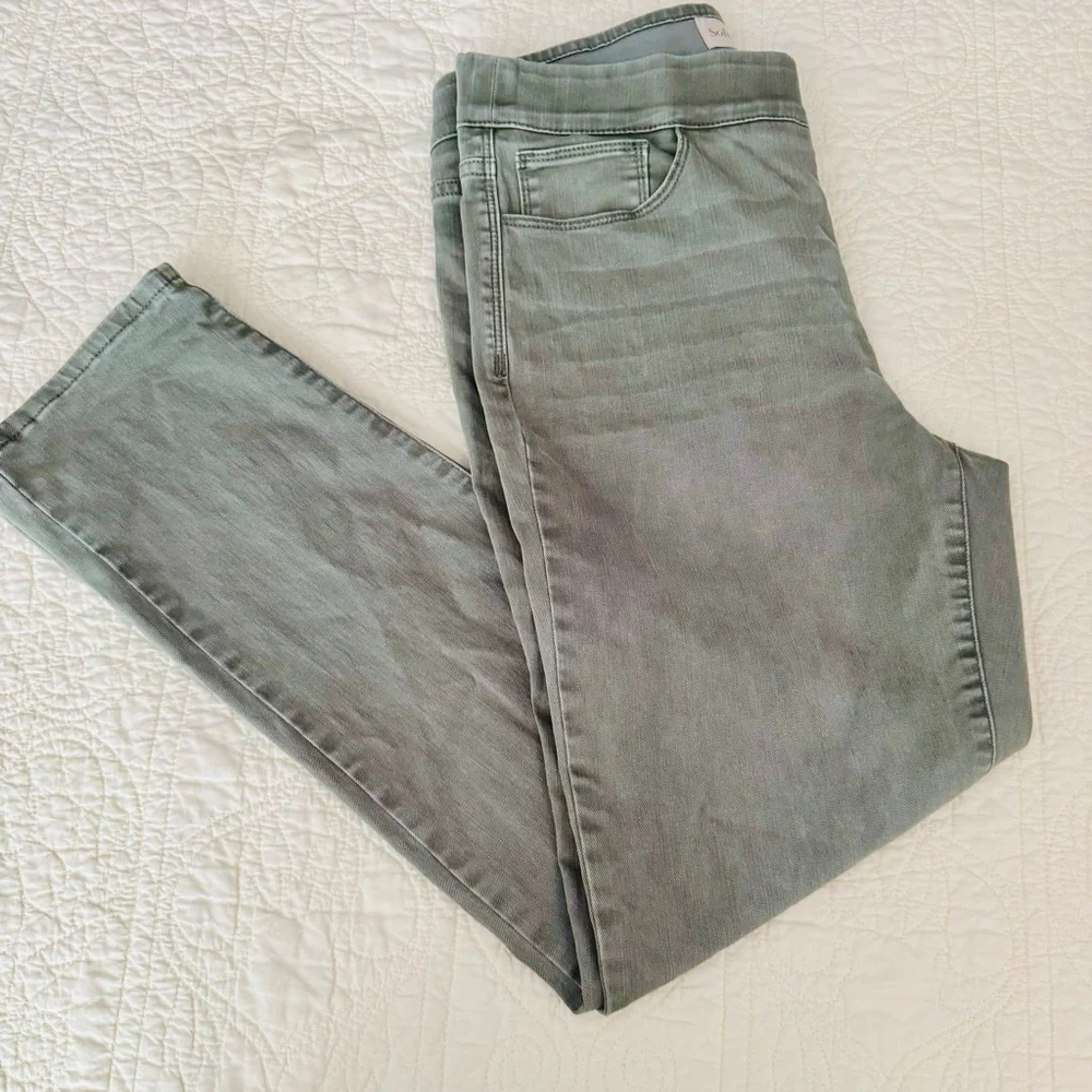 Soft Surroundings Ultimate Relaxed Pull On Jean Style Pants Sage Green Size M - Picture 2 of 11